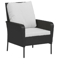 Krzesło ogrodowe z podnóżkiem, czarne, polirattan