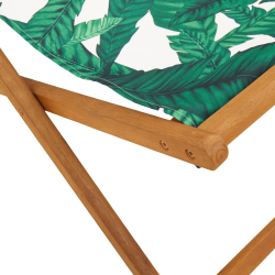 Składane krzesło plażowe, wzór w liście, eukaliptus i tkanina