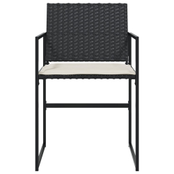 Krzesła ogrodowe z poduszkami, 4 szt., czarne, polirattan