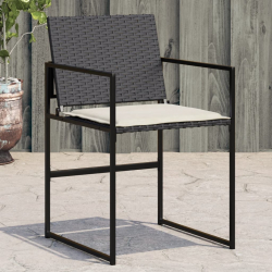 Krzesła ogrodowe z poduszkami, 4 szt., czarne, polirattan