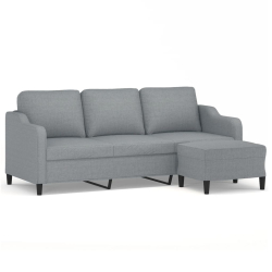 3-osobowa sofa z podnóżkiem, jasnoszara, 180 cm, tkaniną