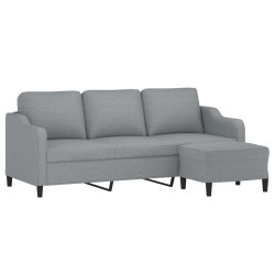 3-osobowa sofa z podnóżkiem, jasnoszara, 180 cm, tkaniną