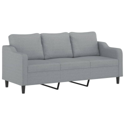3-osobowa sofa z podnóżkiem, jasnoszara, 180 cm, tkaniną