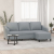 3-osobowa sofa z podnóżkiem, jasnoszara, 180 cm, tkaniną