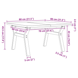 Stolik kawowy z nogami w kształcie litery Y, 80x80x45,5 cm