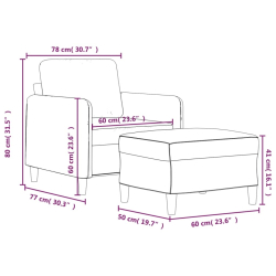 Fotel z podnóżkiem, taupe, 60 cm, obity tkaniną