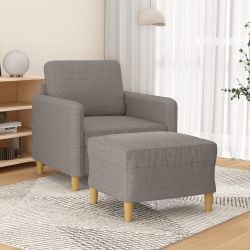 Fotel z podnóżkiem, taupe, 60 cm, obity tkaniną