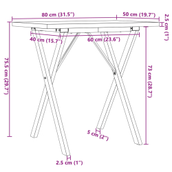 Stół jadalniany z nogami w kształcie litery X, 80x50x75,5 cm