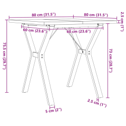 Stół jadalniany z nogami w kształcie litery Y, 80x80x75,5 cm
