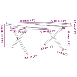 Stolik kawowy z nogami w kształcie litery X, 80x80x45,5 cm