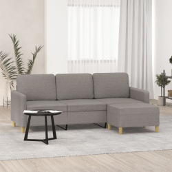 3-osobowa sofa z podnóżkiem, taupe, 180 cm, tkaniną