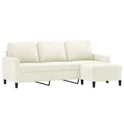 Sofa 3-osobowa, kremowa, 180 cm, tapicerowana aksamit