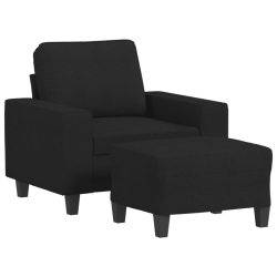 Fotel z podnóżkiem, czarny, 60 cm, obity tkaniną