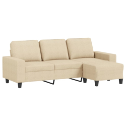 Sofa 3-osobowa, kremowa, 180 cm, tapicerowana tkaniną