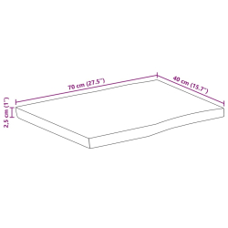 Blat stołu, 70x40x2,5 cm, naturalna krawędź, lite drewno mango