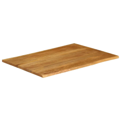 Blat stołu, 100x80x2,5 cm, naturalna krawędź, lite drewno mango