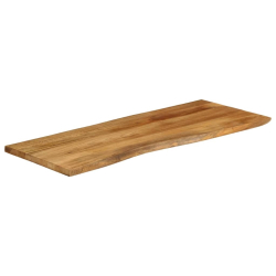 Blat stołu, 140x60x3,8 cm, naturalna krawędź, lite drewno mango