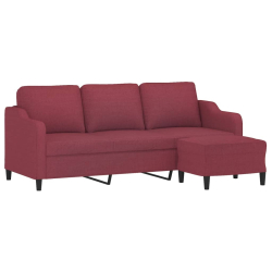 3-osobowa sofa z podnóżkiem winna czerwień 180 cm, tkaniną