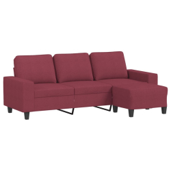 3-osobowa sofa z podnóżkiem winna czerwień 180 cm, tkaniną