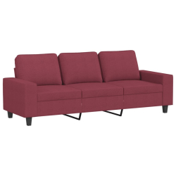 3-osobowa sofa z podnóżkiem winna czerwień 180 cm, tkaniną