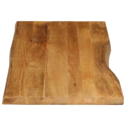 Blat stołu, 140x60x2,5 cm, naturalna krawędź, lite drewno mango