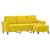 3-osobowa sofa z podnóżkiem, żółta, 180 cm, aksamit