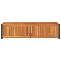 Donica ogrodowa, 110x30x27,5 cm, lite drewno akacjowe i stal