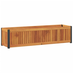 Donica ogrodowa, 110x30x27,5 cm, lite drewno akacjowe i stal