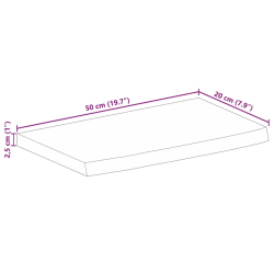 Blat stołu, 50x20x2,5cm, naturalna krawędź, surowe drewno mango