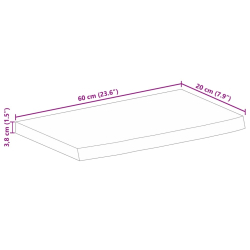 Blat stołu, 60x20x3,8cm, naturalna krawędź, surowe drewno mango