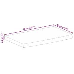 Blat stołu, 40x30x2,5cm, naturalna krawędź, surowe drewno mango