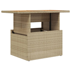 Stół ogrodowy, beżowy, 100x55x73 cm, polirattan i akacja