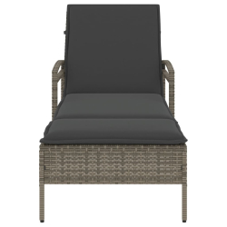 Leżak z poduszką, szary, 63x200x81 cm, polirattan