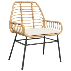 Krzesła ogrodowe, 2 szt, z poduszkami, brązowy rattan PE