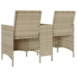 Ogrodowa sofa 2-os. ze stolikiem i poduszkami, jasnoszara