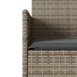 Ogrodowa sofa 2-os. ze stolikiem i poduszkami, szary rattan PE