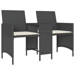 2-os. sofa ogrodowa ze stolikiem i stołkami, czarna, polirattan