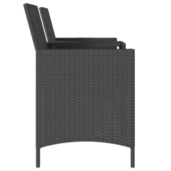 2-os. sofa ogrodowa ze stolikiem i stołkami, czarna, polirattan