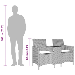 Ogrodowa sofa 2-os. ze stolikiem i poduszkami, beżowy rattan PE