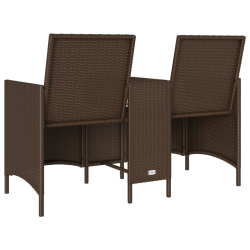 Ogrodowa sofa 2-os. ze stolikiem i poduszkami brązowy rattan PE