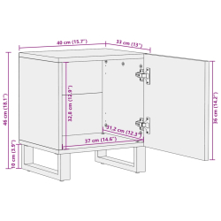 Szafka nocna, 40x33x46 cm, lite surowe drewno mango