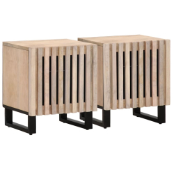 Szafki nocne, 2 szt., 40x33x46 cm, bielone drewno mango