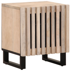 Szafki nocne, 2 szt., 40x33x46 cm, bielone drewno mango