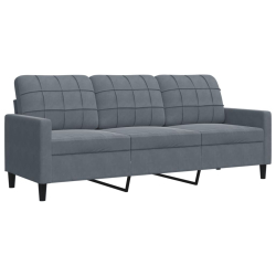 Sofa 3-osobowa, ciemnoszara, 180 cm, obita aksamitem