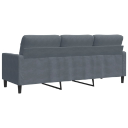 Sofa 3-osobowa, ciemnoszara, 180 cm, obita aksamitem