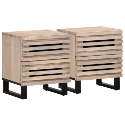 Szafki nocne, 2 szt., 40x33x46 cm, bielone drewno mango