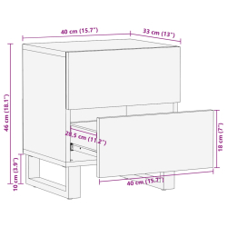 Szafki nocne, 2 szt., 40x33x46 cm, bielone drewno mango