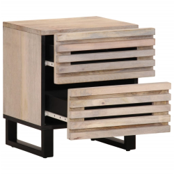 Szafki nocne, 2 szt., 40x33x46 cm, bielone drewno mango