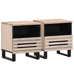 Szafki nocne, 2 szt., 40x33x46 cm, bielone drewno mango