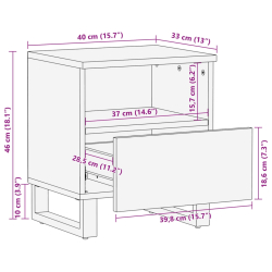 Szafki nocne, 2 szt., 40x33x46 cm, bielone drewno mango